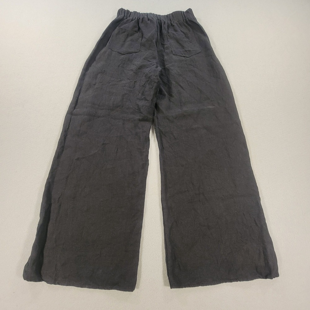 Little Lies 100% Linen Wide Leg Pants High Rise Black Patch Pocket Women's M - Picture 9 of 9